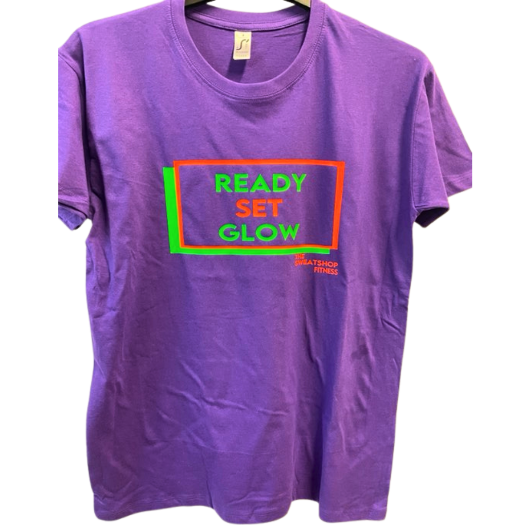 *The Sweatshop Fitness Purple Neon Ready Set Glow Tshirt