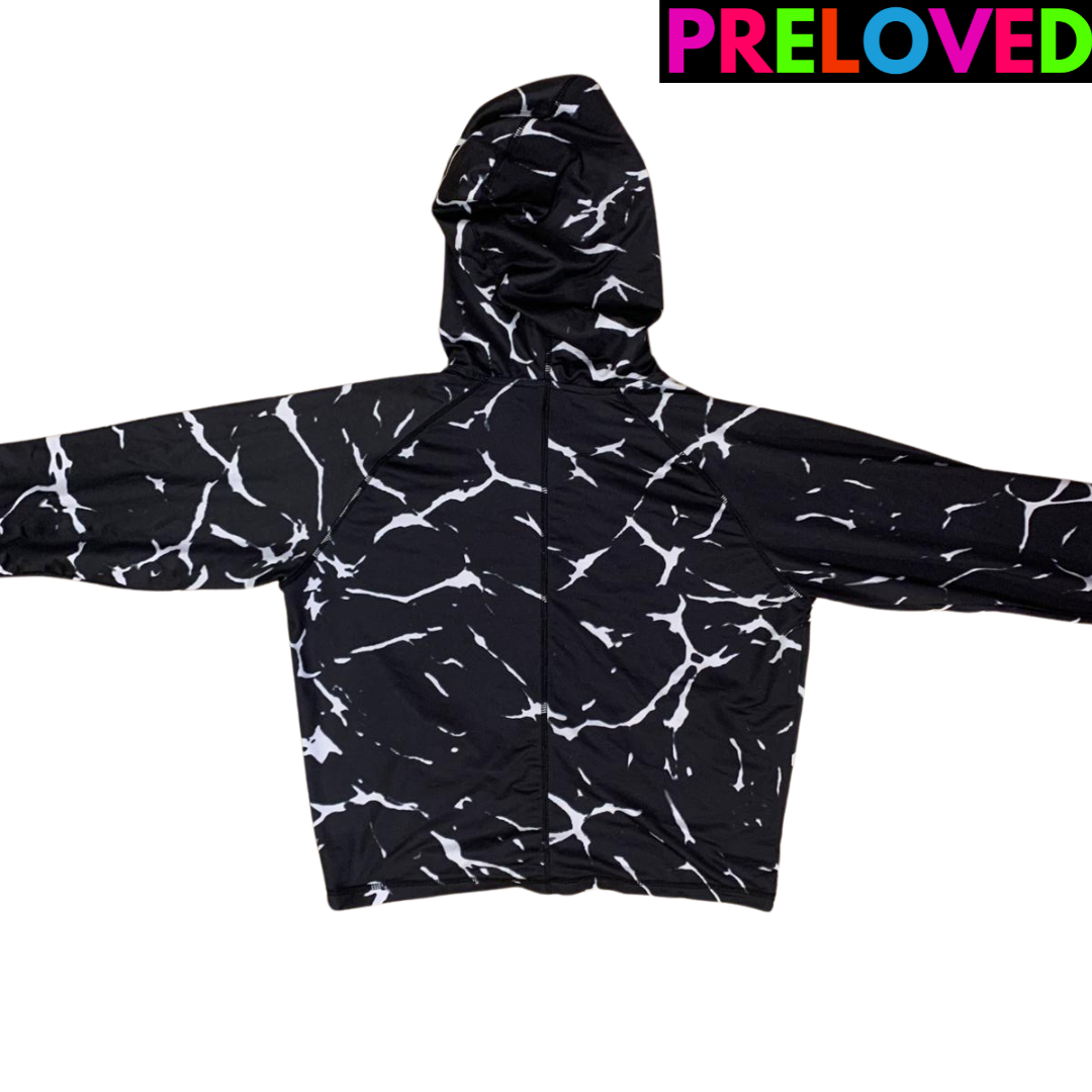 PRELOVED Black Marble Boohoo Zip-Up Jacket  - Size 14