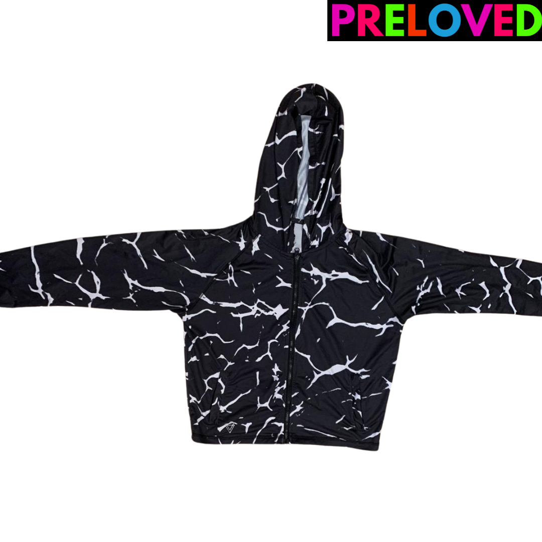 PRELOVED Black Marble Boohoo Zip-Up Jacket  - Size 14