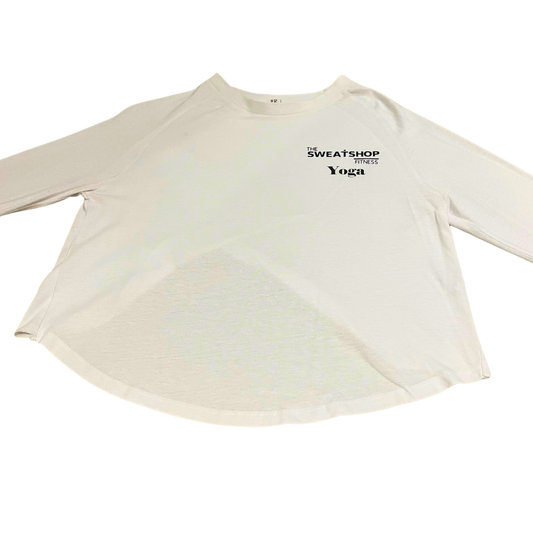 *The Sweatshop Fitness White Yoga Long Sleeve Crossover Top