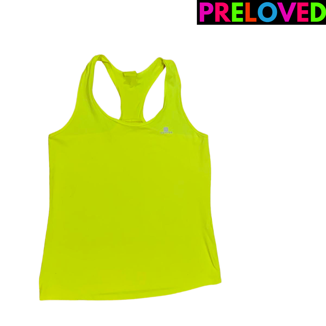 PRELOVED Domyos Neon Yellow Racerback Vest - Size M