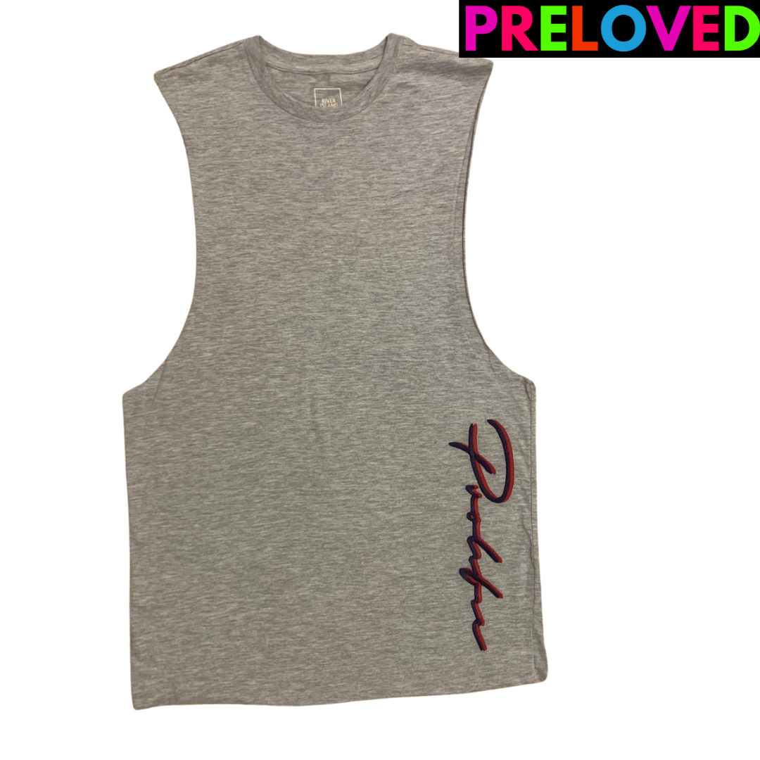 PRELOVED Grey River Island Workout Tank - Size XS (Oversized)