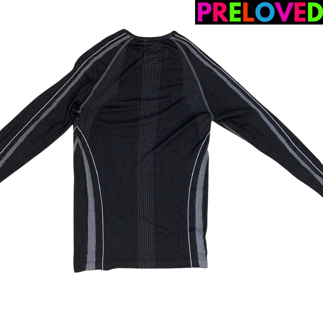 PRELOVED Black and Grey Crane Compression Long Sleeve Top - Size M