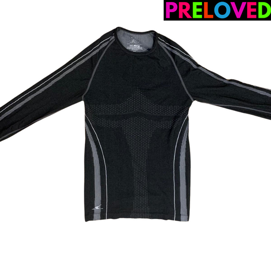 PRELOVED Black and Grey Crane Compression Long Sleeve Top - Size M