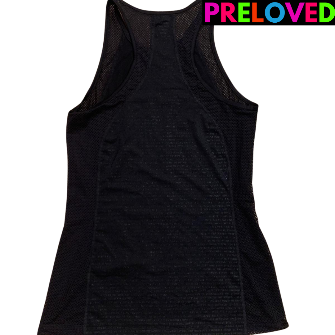 PRELOVED Black Mesh Vest With Text Design - Size S