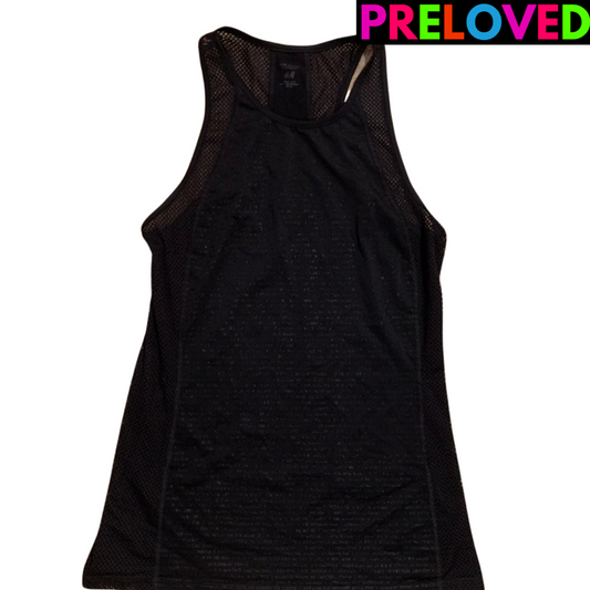 PRELOVED Black Mesh Vest With Text Design - Size S