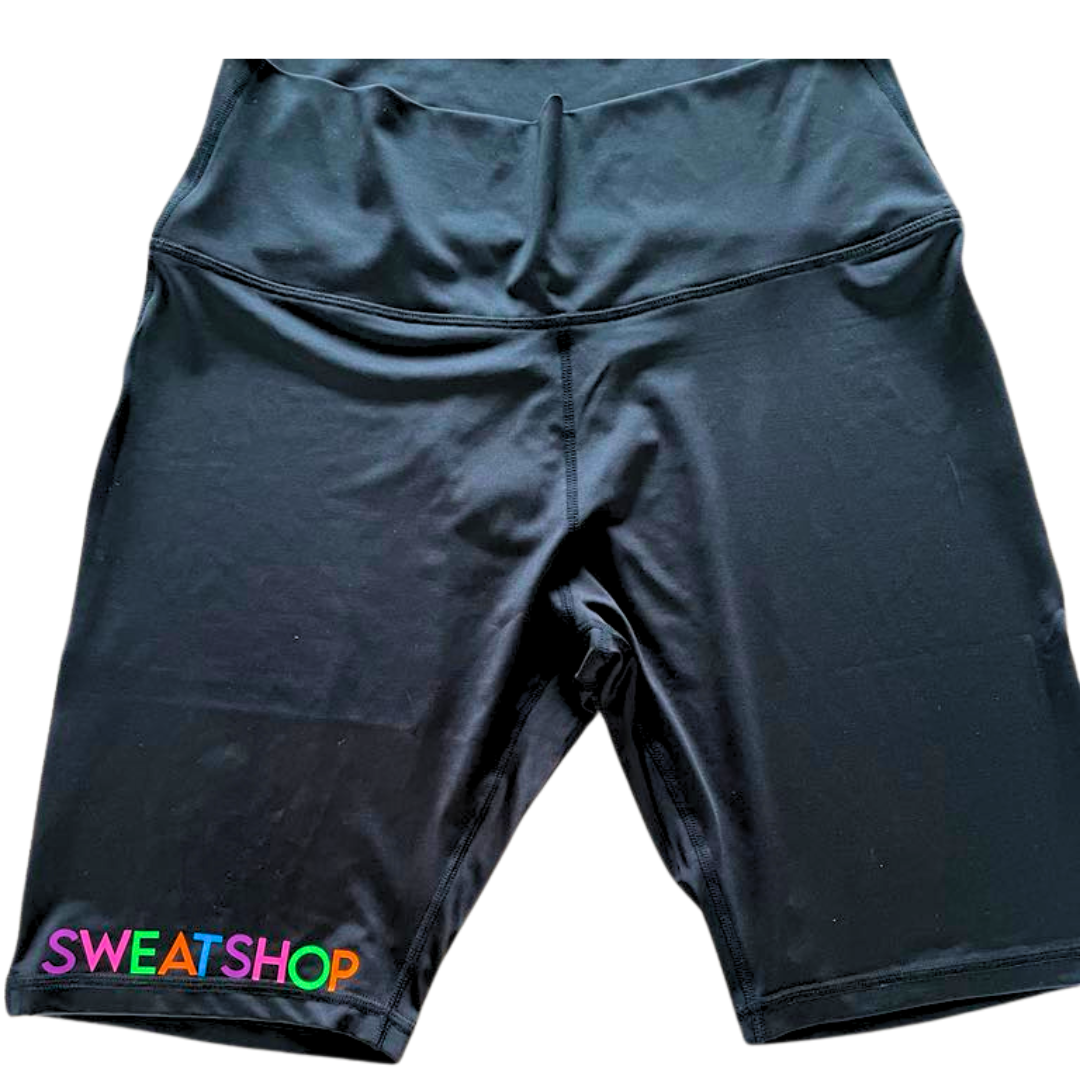 *Neon Logo The Sweatshop Fitness Black Cycle Shorts